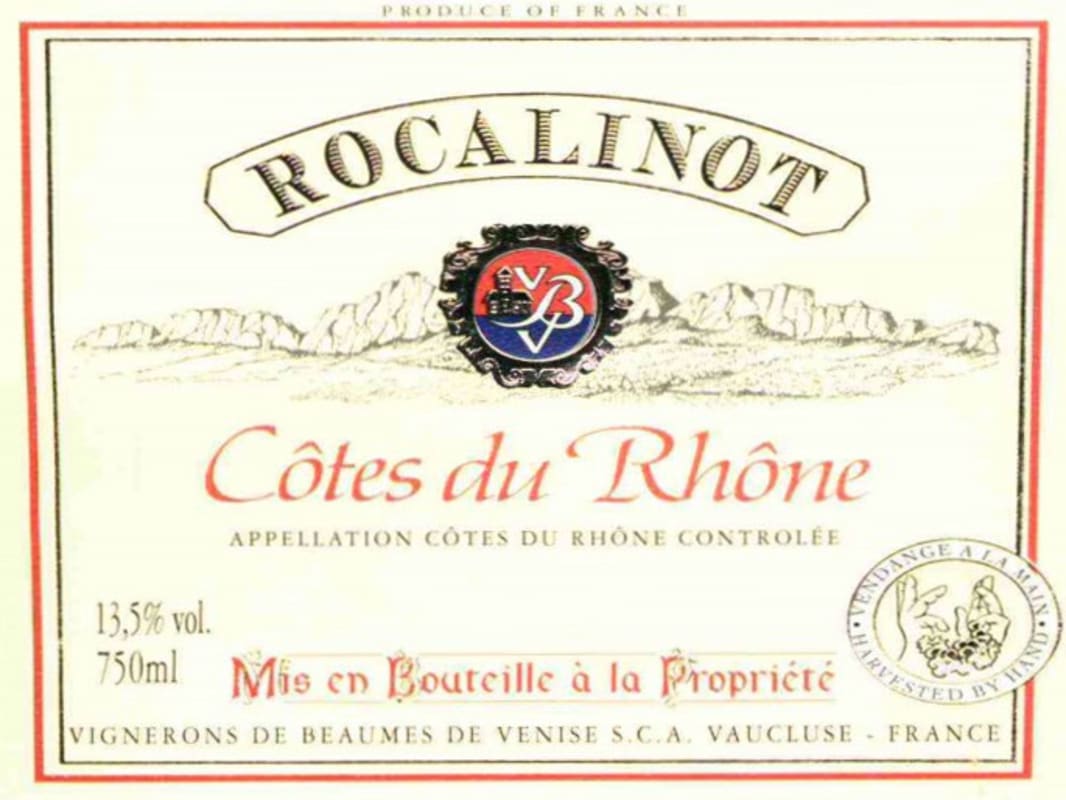 Cave Balma Vénitia Cotes du Rhone Rocalinot 2013 Front Label