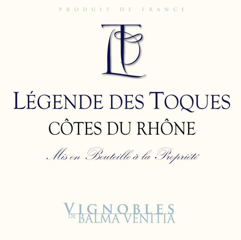 Cave Balma Vénitia Cotes du Rhone Legende des Toques 2013 Front Label