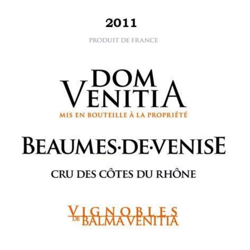 Cave Balma Vénitia Beaumes de Venise Dom Venitia 2011 Front Label