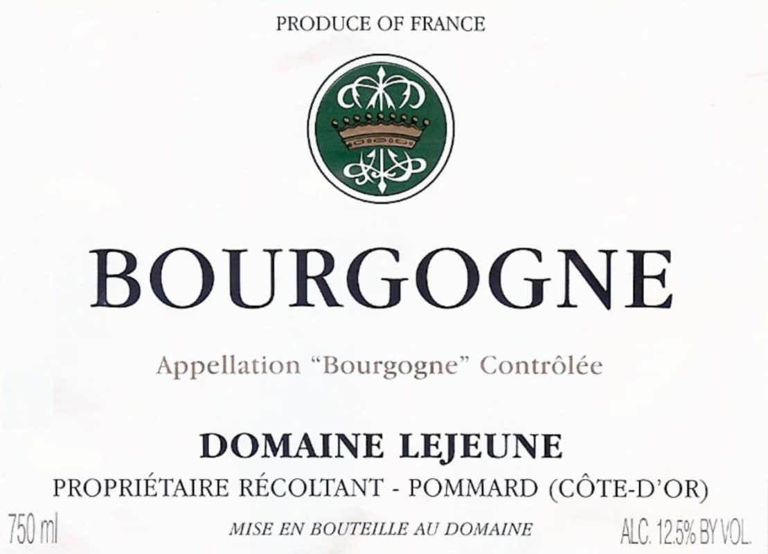 Domaine Lejeune Bourgogne Chardonnay 2007 Front Label