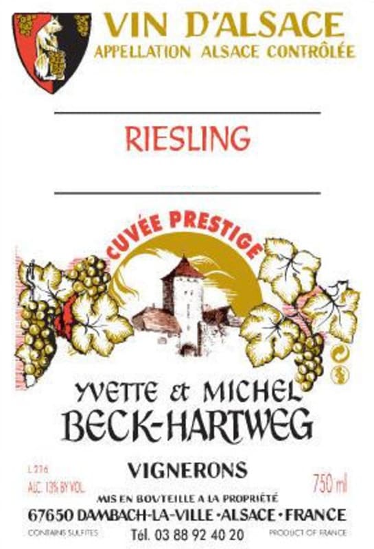 Cave de Florian Beck-Hartweg Alsace Cuvee Prestige Riesling 2011 Front Label