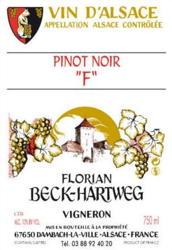 Cave de Florian Beck-Hartweg Alsace F Pinot Noir 2014 Front Label