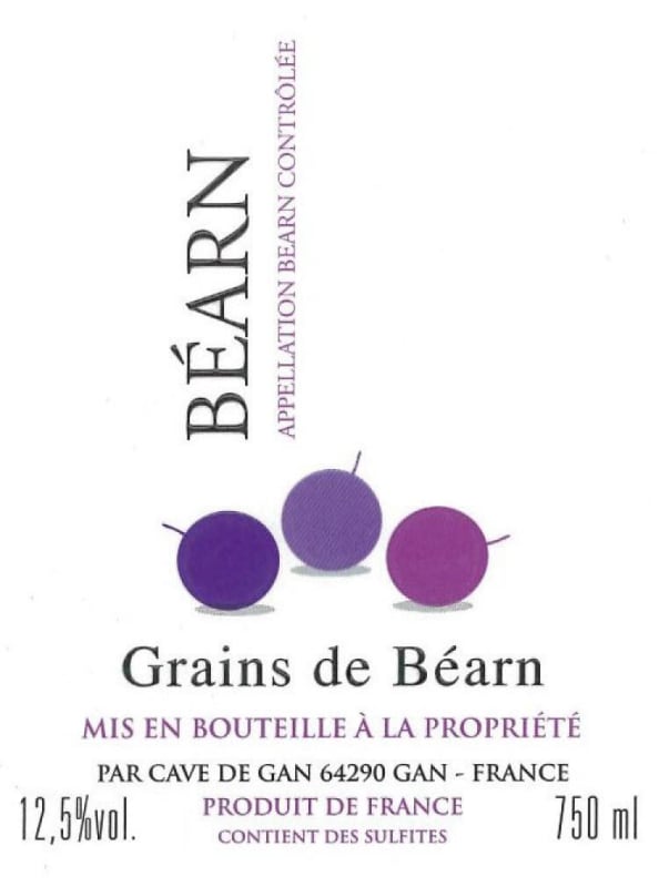 Cave de Gan Grains de Bearn 2014 Front Label