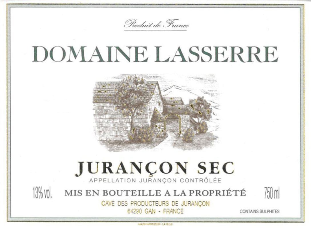 Cave de Gan Jurancon Sec Domaine Lasserre 2013 Front Label