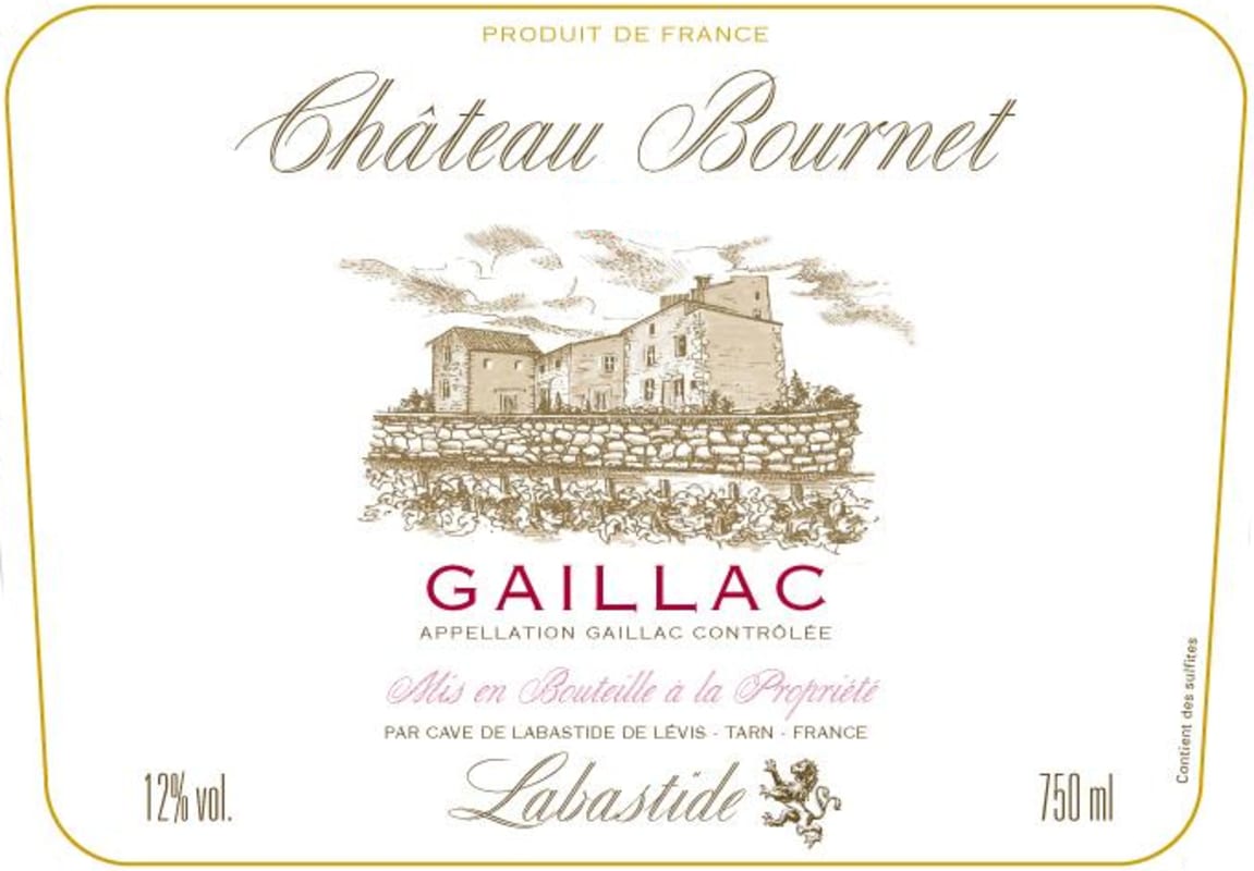 Cave de Labastide de Levis Chateau Bournet Rouge 2010 Front Label