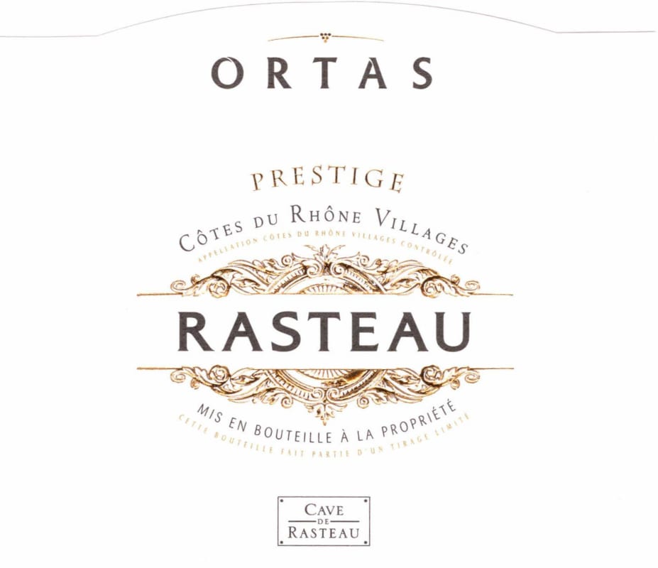 Cave de Rasteau Rasteau Ortas Prestige 2007 Front Label