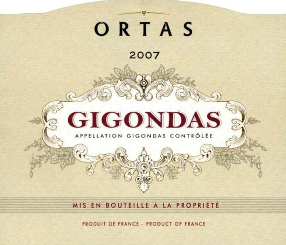 Cave de Rasteau Gigondas Ortas 2007 Front Label