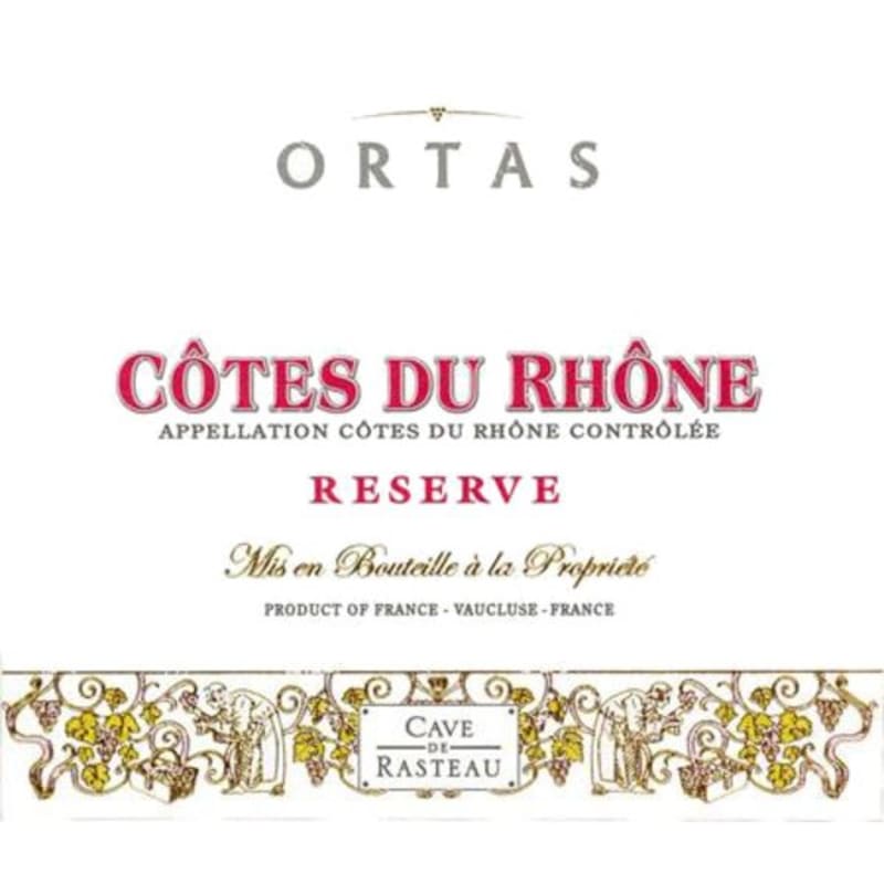 Cave de Rasteau Cotes du Rhone Ortas Reserve 2009 Front Label