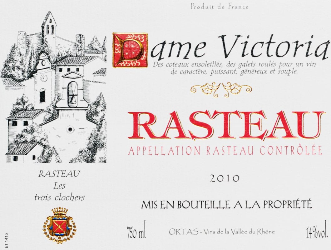 Cave de Rasteau Rasteau Dame Victoria Rouge 2010 Front Label