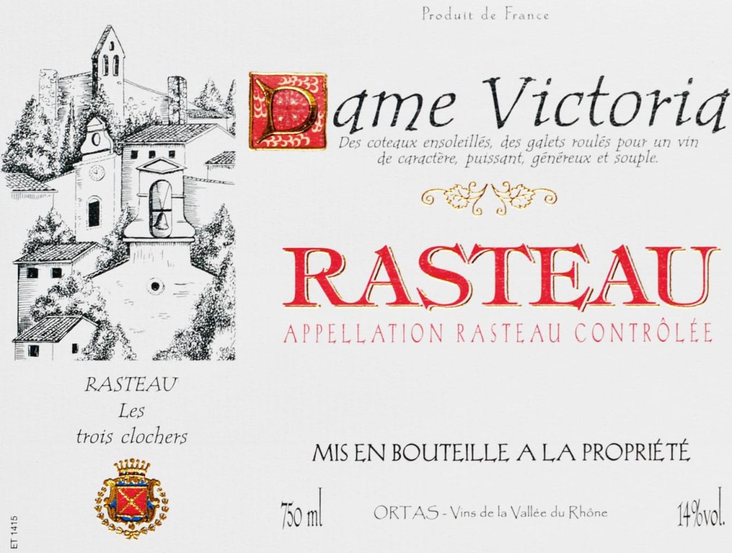 Cave de Rasteau Rasteau Dame Victoria Rouge 2015 Front Label