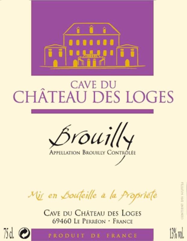 Cave du Chateau des Loges Brouilly 2015 Front Label