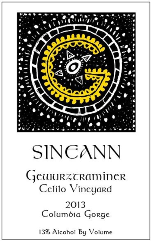 Sineann Winery Celilo Vineyard Gewurztraminer 2013 Front Label