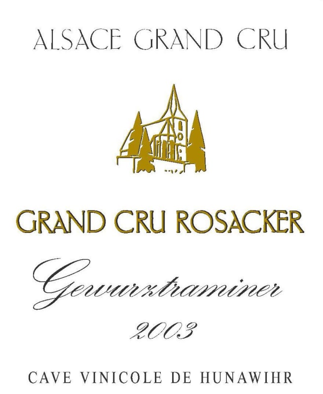 Cave Hunawihr Alsace Rosacker Grand Cru Gewurztraminer 2003 Front Label