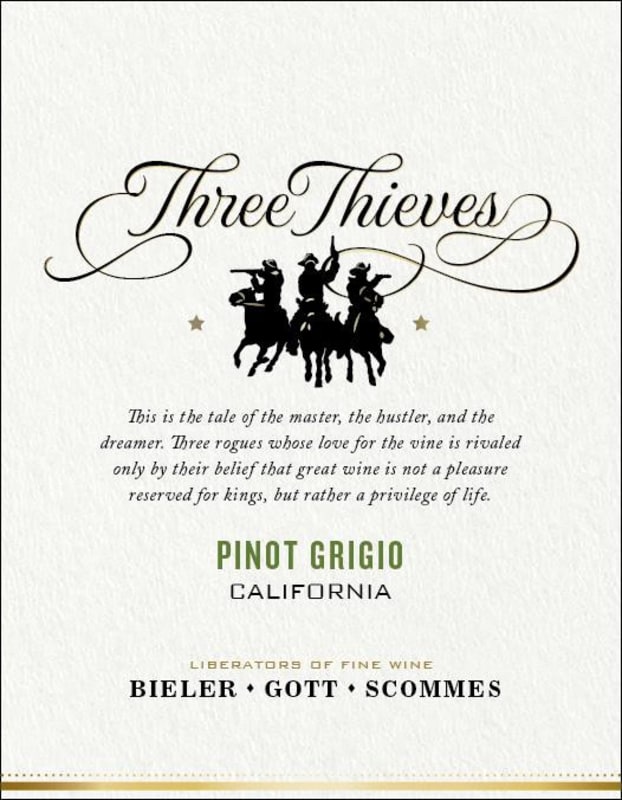 Three Thieves Pinot Grigio 2015 Front Label