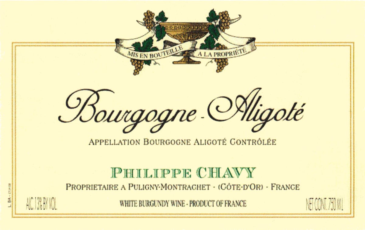 Domaine Phillipe Chavy Bourgogne Aligote 2015 Front Label