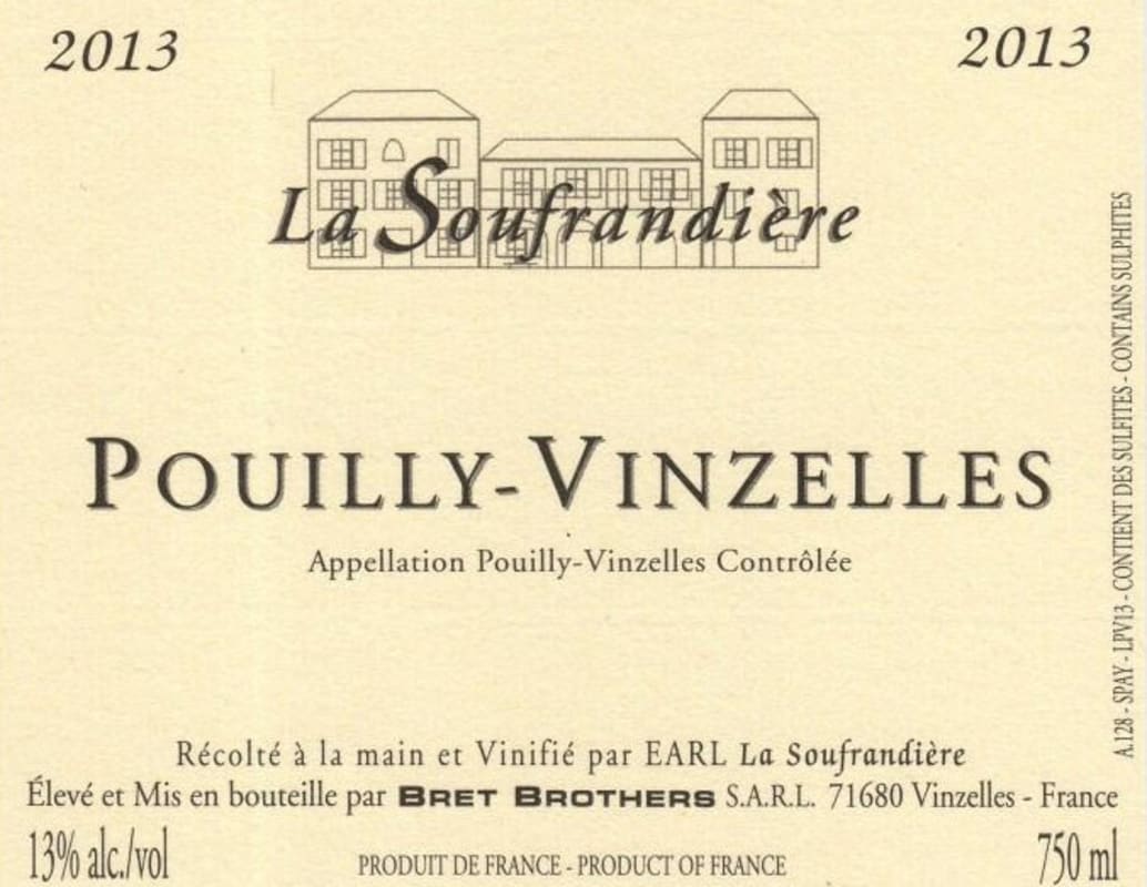Domaine La Soufrandiere Pouilly-Vinzelles 2013 Front Label