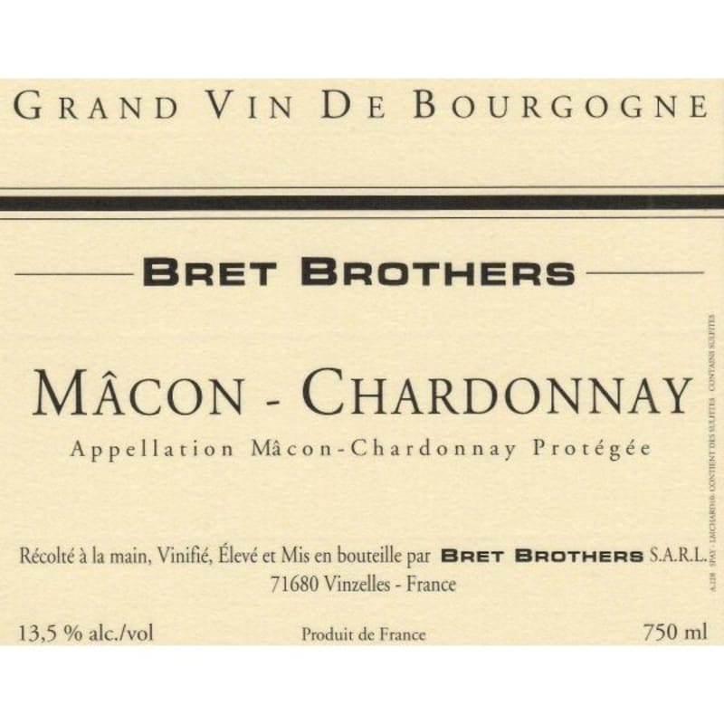 Domaine La Soufrandiere Macon Chardonnay, 2012 Front Label