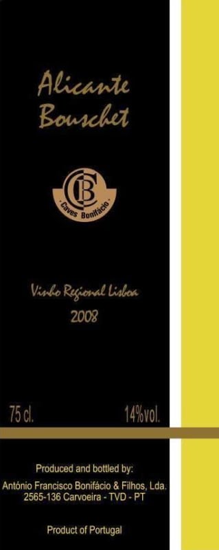 Caves Bonifacio Alicante Bouschet 2008 Front Label