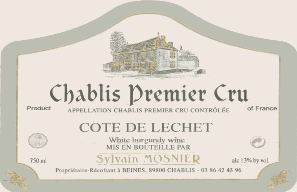 Domaine Mosnier Chablis Cote De Lechet Premier Cru 2013 Front Label