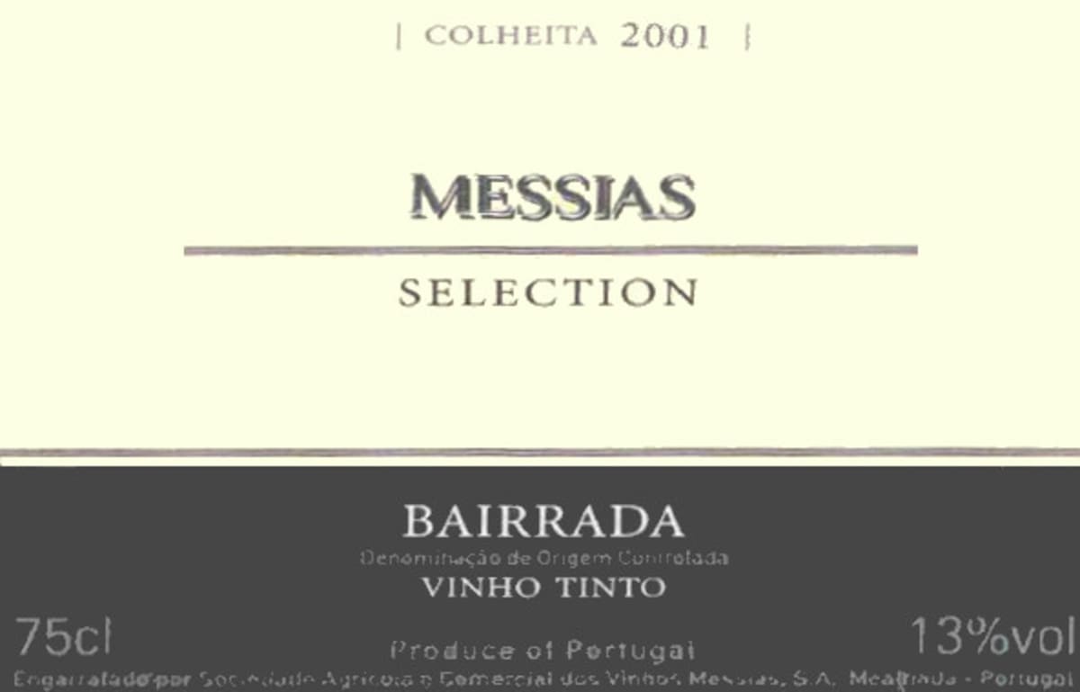 Caves Messias Selection Tinto 2001 Front Label