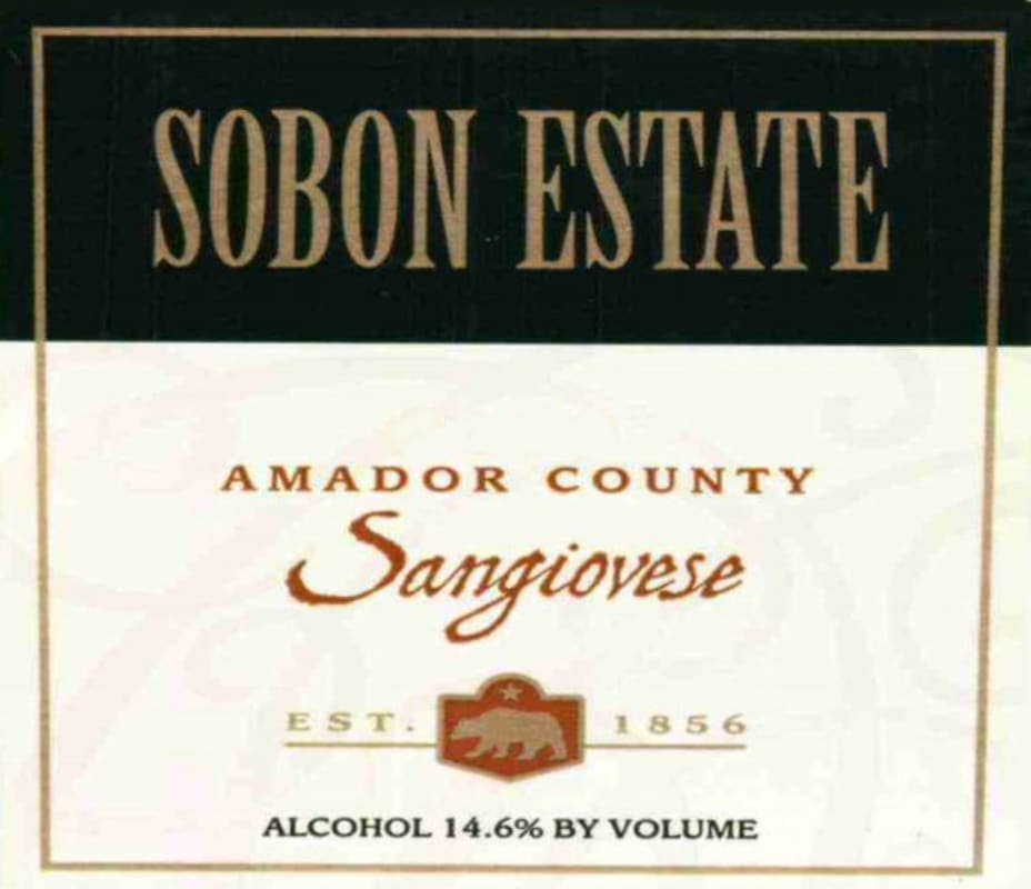 Sobon Estate Sangiovese 2012 Front Label