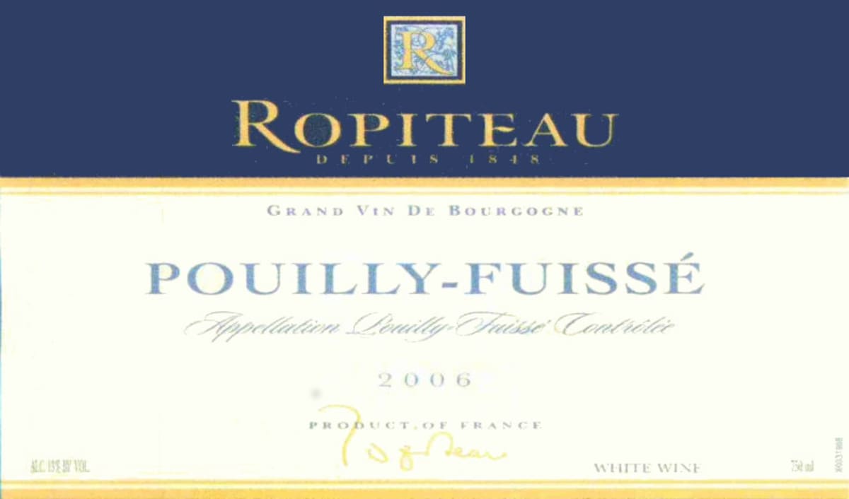Caves Ropiteau Freres Maconnais Pouilly-Fuisse 2006 Front Label