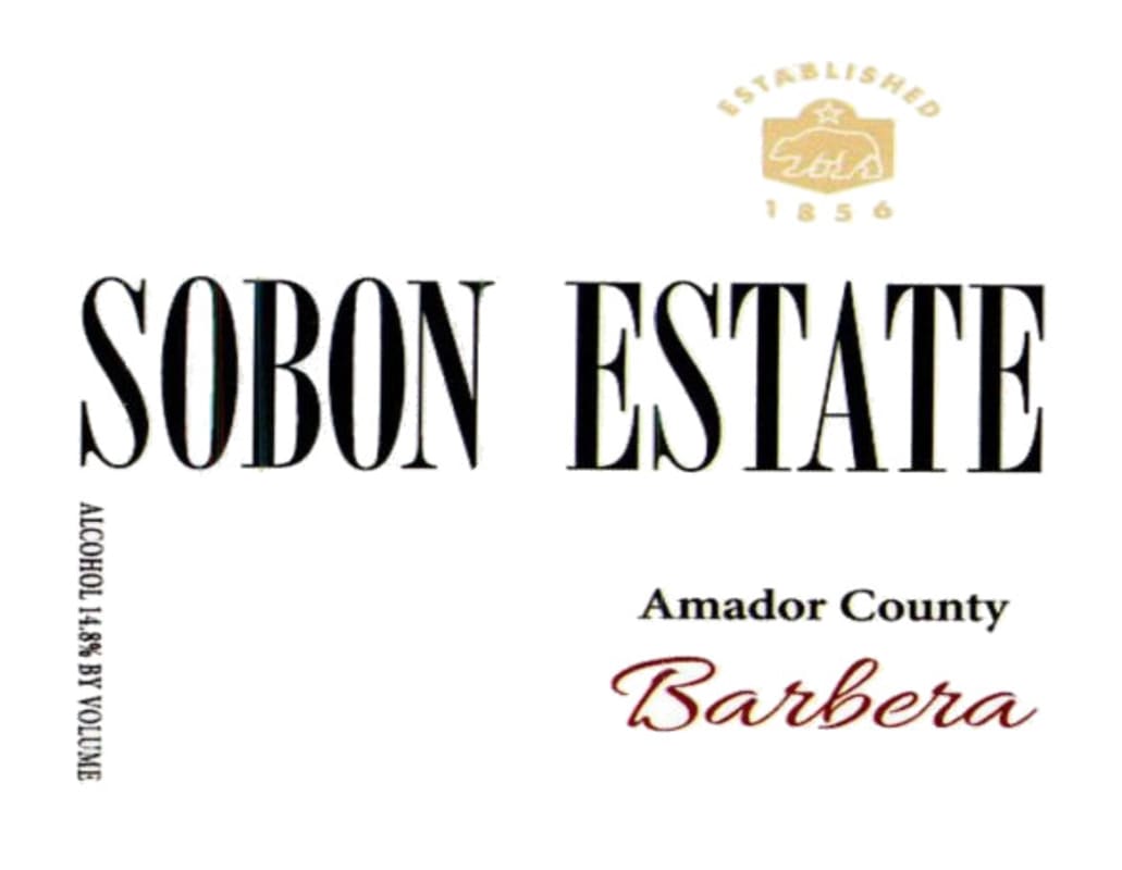 Sobon Estate Barbera 2014 Front Label