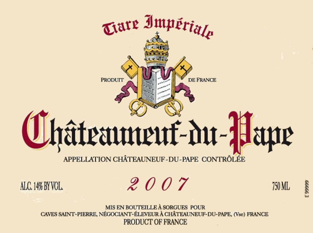 Caves Saint-Pierre Chateauneuf-du-Pape Tiare Imperiale 2007 Front Label