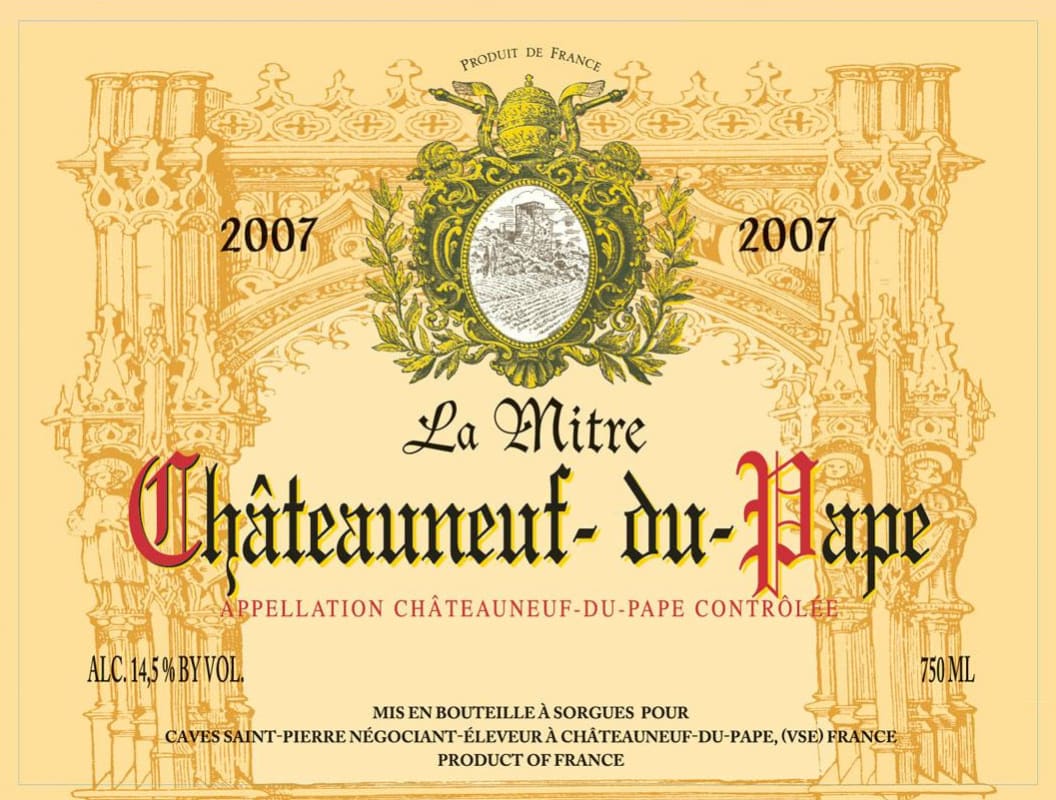 Caves Saint-Pierre Chateauneuf-du-Pape La Mitre 2007 Front Label
