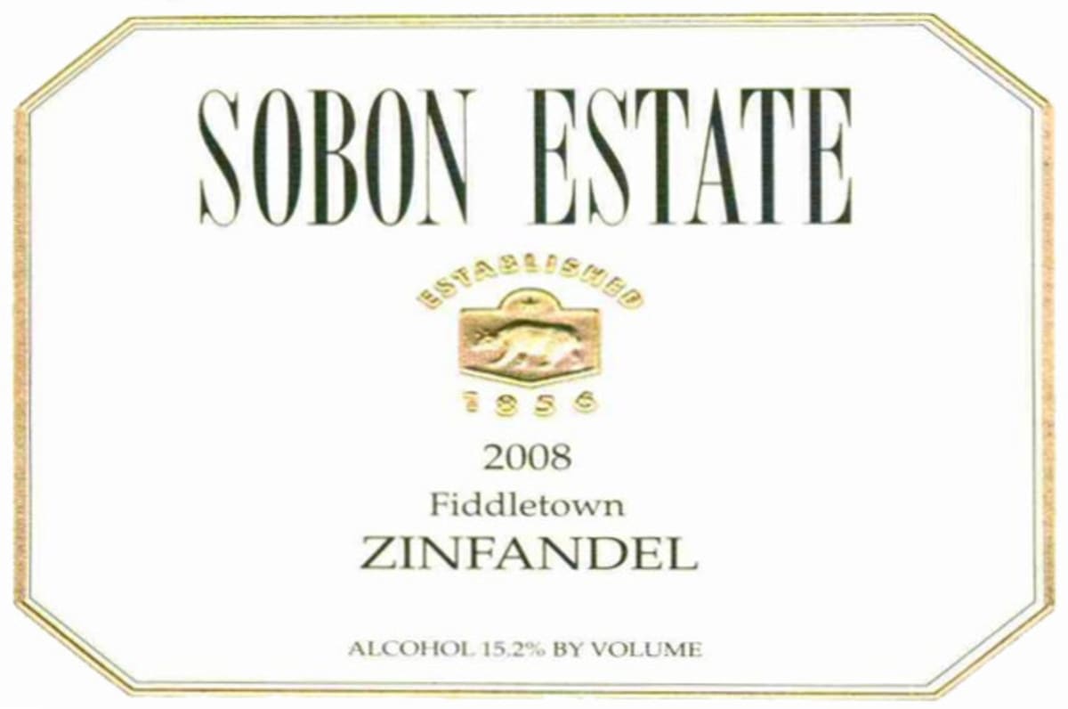 Sobon Estate Zinfandel 2008 Front Label