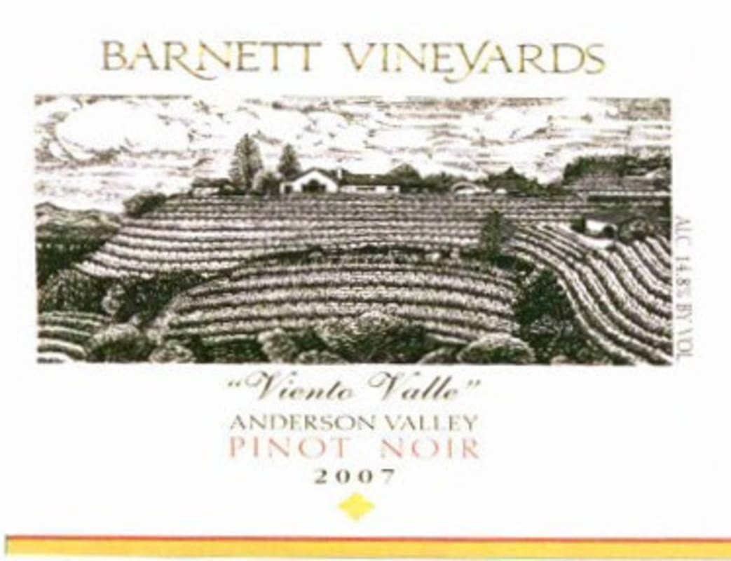 Barnett Vineyards Viento Valle Pinot Noir 2007 Front Label