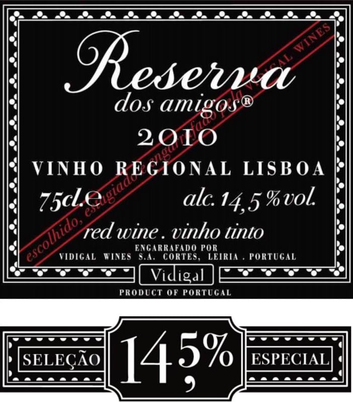 Caves Vidigal Reserva dos Amigos 2010 Front Label