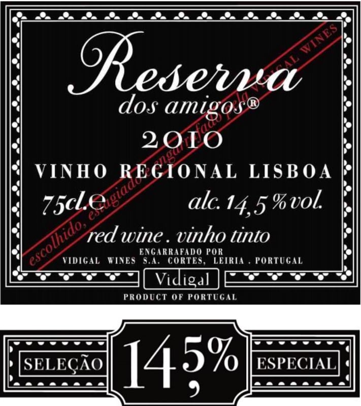 Caves Vidigal Reserva dos Amigos Selecao Especial 2010 Front Label