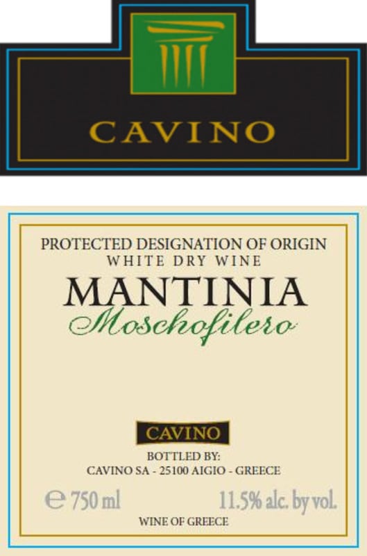 Cavino Winery & Distillery Mantinia Moschofilero 2014 Front Label