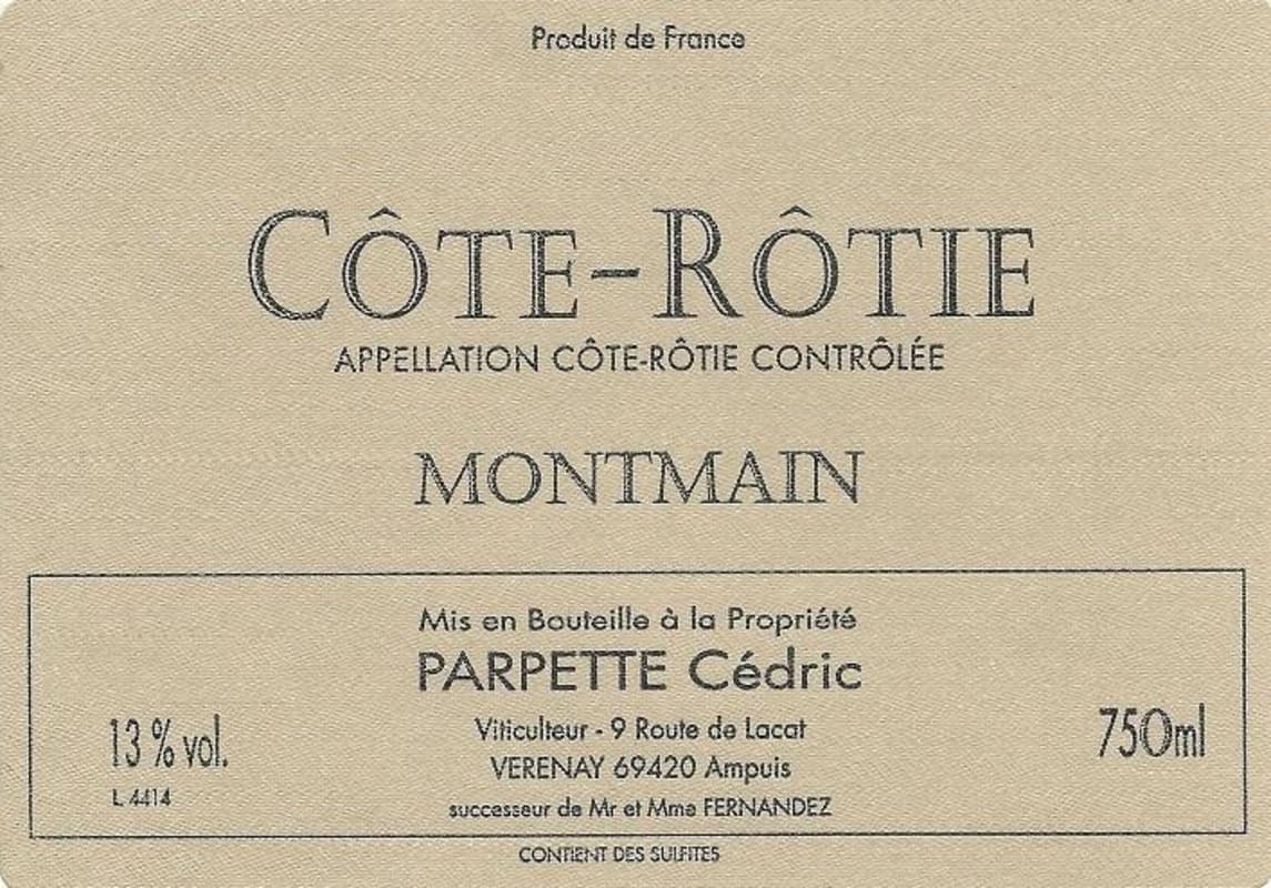 Cedric Parpette Cote-Rotie Montmain 2014 Front Label