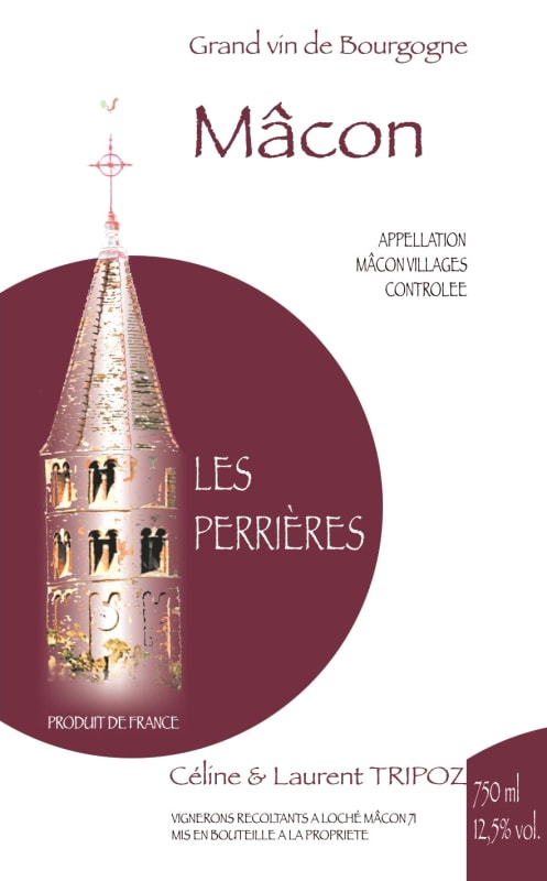 Celine et Laurent Tripoz Macon Les Perrieres 2014 Front Label