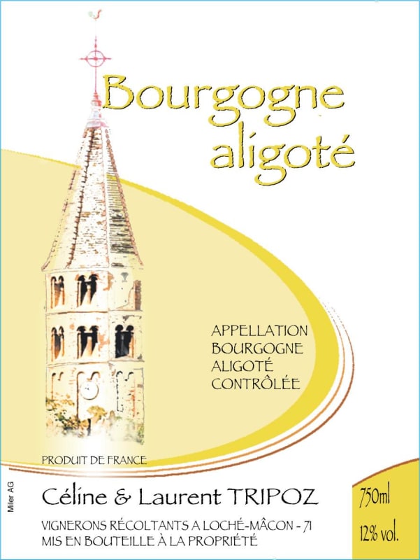 Celine et Laurent Tripoz Bourgogne Aligote 2015 Front Label