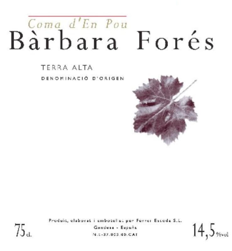 Celler Barbara Fores Coma d'En Pou 2013 Front Label