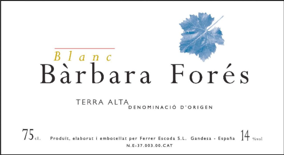 Celler Barbara Fores Blanc 2014 Front Label