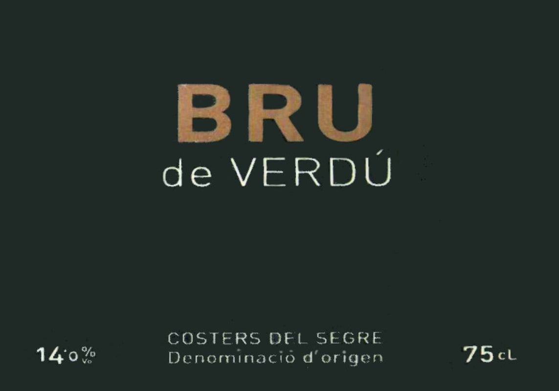 Celler Carcavins Bru de Verdu 2012 Front Label