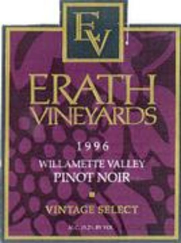 Erath Vintage Select Pinot Noir 1996 Front Label