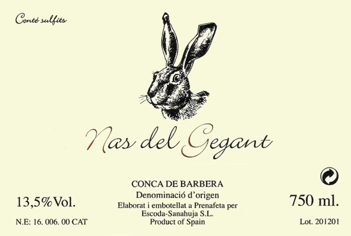 Celler Escoda-Samahuja Nas del Gegant 2013 Front Label