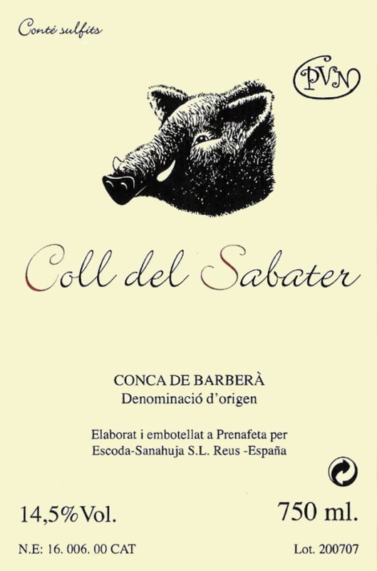 Celler Escoda-Samahuja Coll del Sabater 2008 Front Label