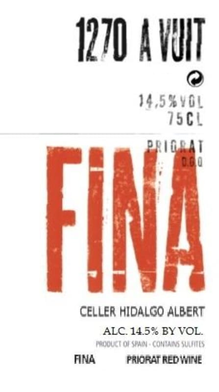 Celler Hidalgo Albert 1270 A Vuit Fina 2011 Front Label