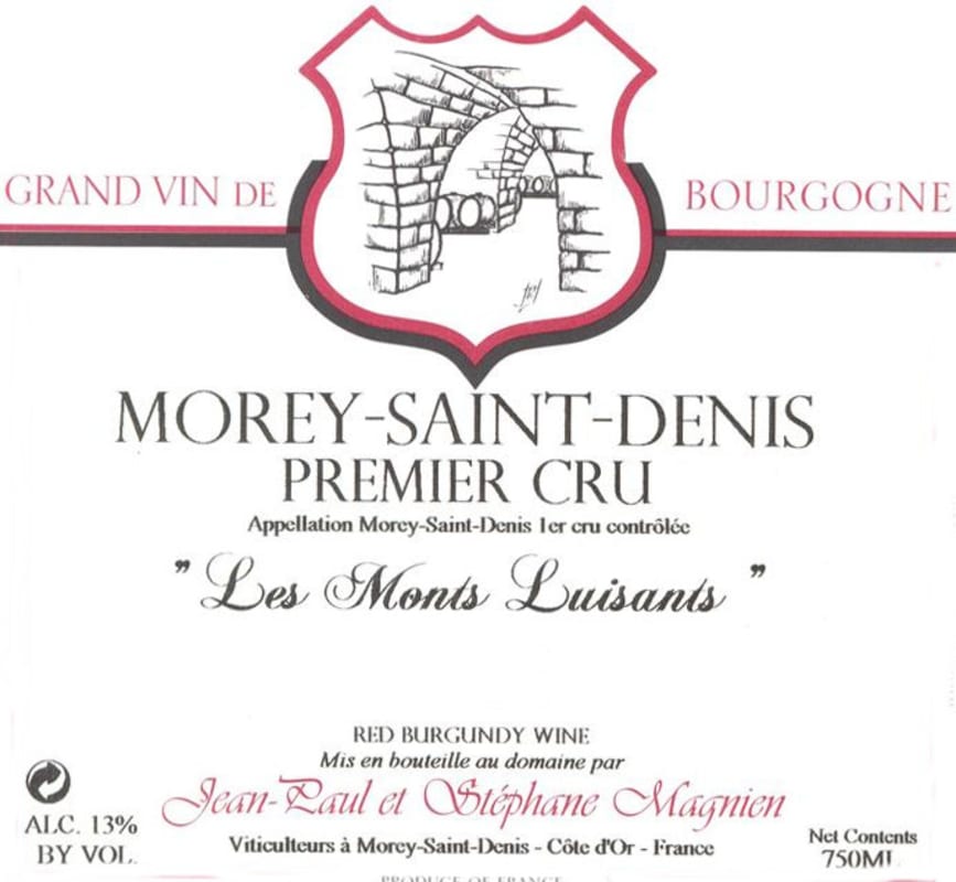 Domaine Stephane Magnien Morey-Saint-Denis Les Monts Luisants Premier Cru 2013 Front Label