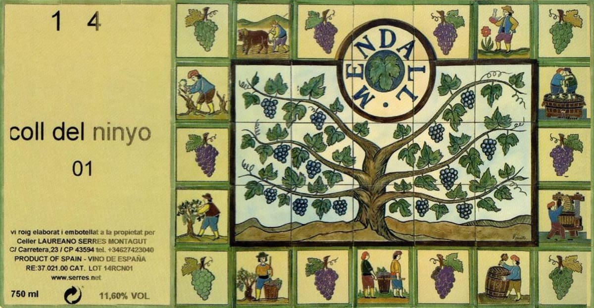 Celler Laureano Serres Montagut Mendall Coll del Ninyo 2014 Front Label