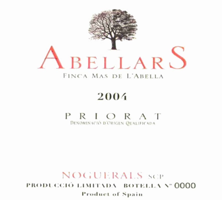 Celler Noguerals Abellars 2004 Front Label