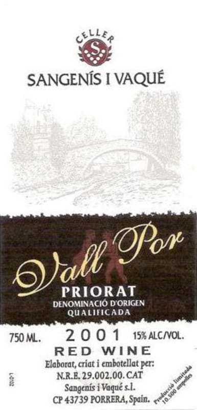 Celler Sangenis Vall Por 2001 Front Label