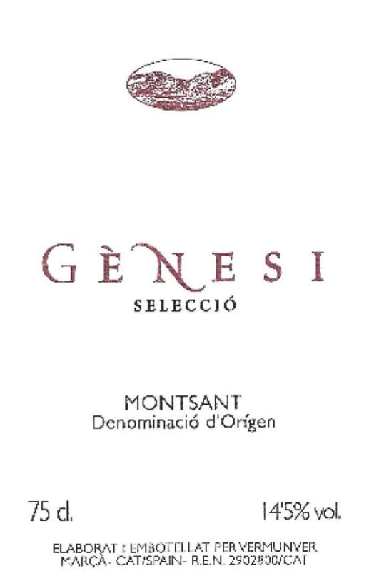 Celler Vermunver Genesi Seleccio 2005 Front Label
