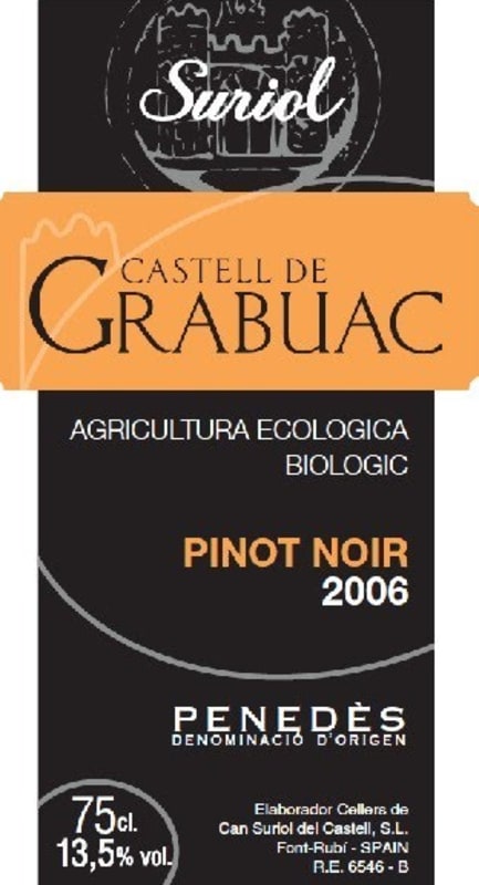 Cellers de Can Suriol Castell de Grabuac Pinot Noir 2006 Front Label